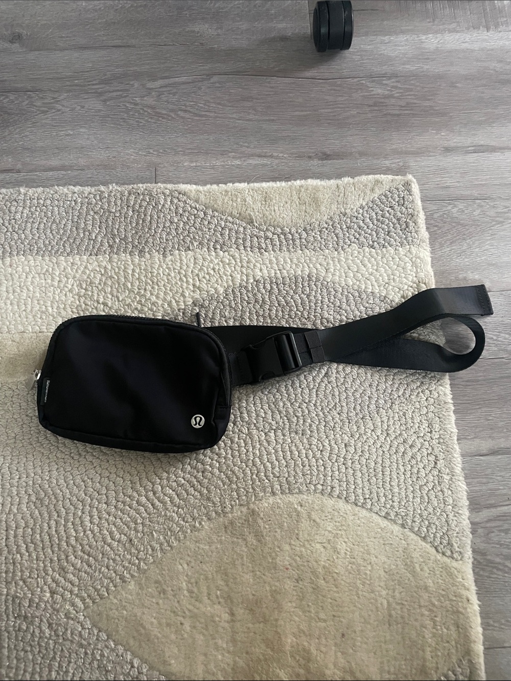 lululemon athletica Black Nylon Belt Bag with Silver Logo